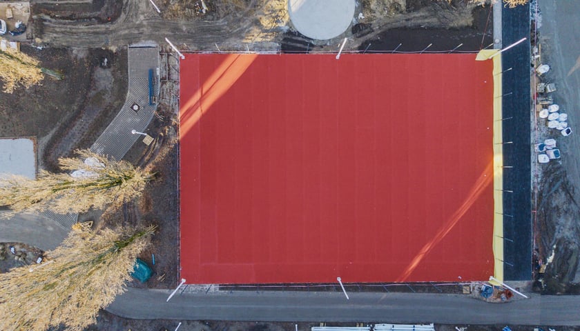 Powiększ obraz: ZSP na Zwycięskiej w trakcie budowy, grudzień 2025 (widok z góry)