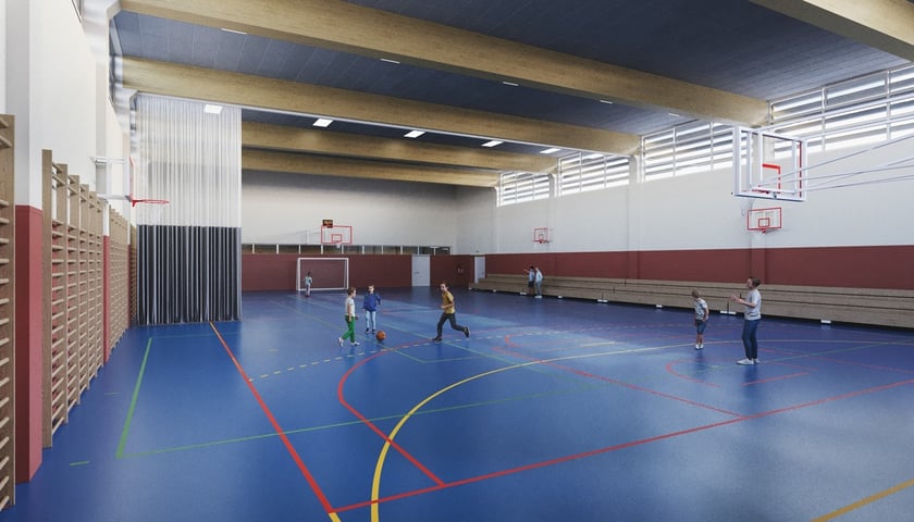 Nowy blok sportowy VIII LO we Wrocławiu - wizualizacja.