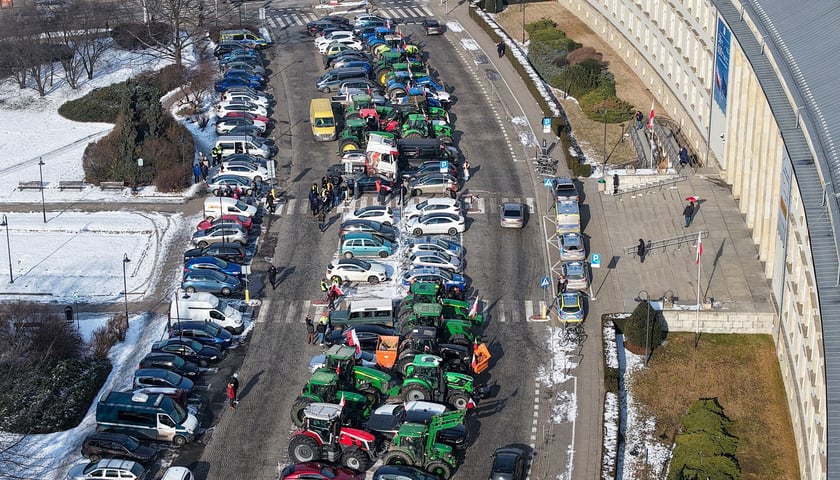 Protest związkowc&oacute;w - rolnik&oacute;w, g&oacute;rnik&oacute;w, hodowc&oacute;w, 20 lutego 2026