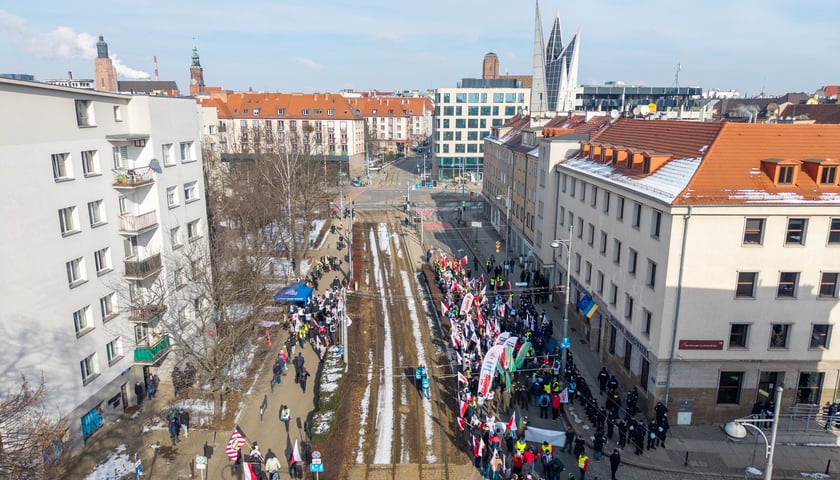 Protest związkowc&oacute;w - rolnik&oacute;w, g&oacute;rnik&oacute;w, hodowc&oacute;w, 20 lutego 2026