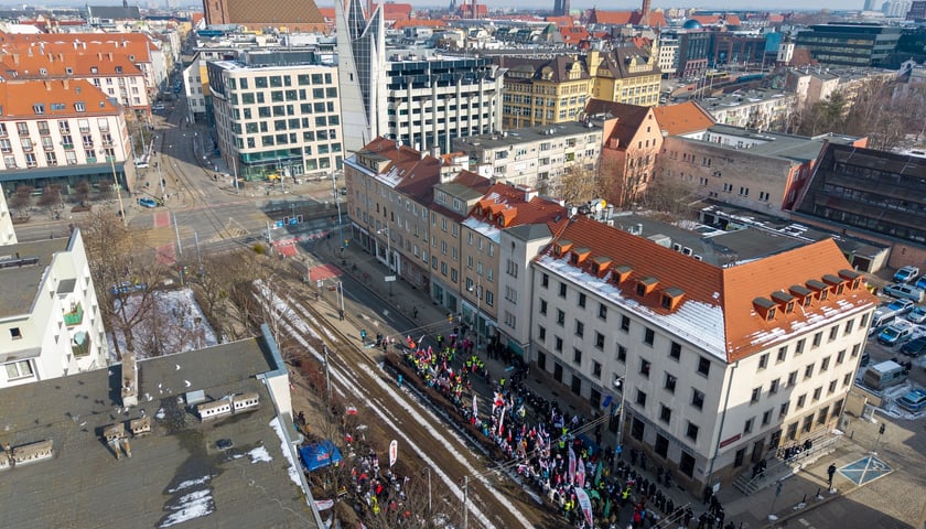 Protest związkowc&oacute;w - rolnik&oacute;w, g&oacute;rnik&oacute;w, hodowc&oacute;w, 20 lutego 2026