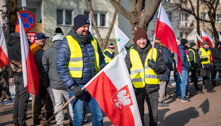 Powiększ obraz: Protest związkowc&oacute;w 20 lutego 2026