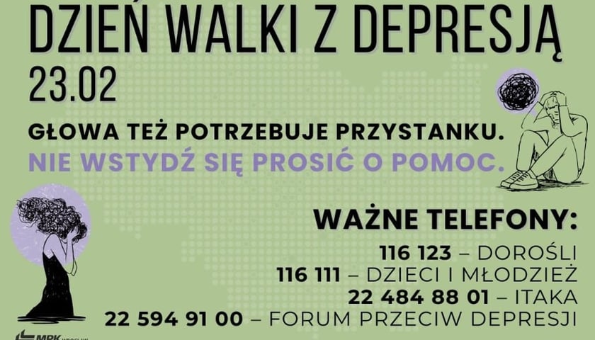 Powiększ obraz: Tablica informacyjna z telefonami kontaktowymi do poradni