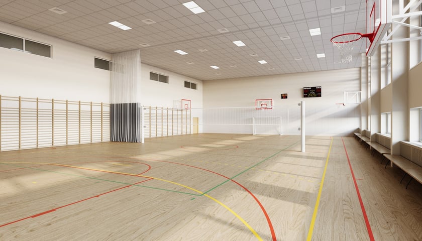 Powiększ obraz: Przebudowa bloku sportowego w Szkole Podstawowej nr 90 przy ul. Orzechowej - wizualizacja