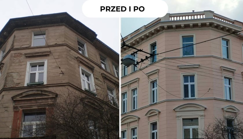 Powiększ obraz: <p>To jedna z tych nielicznych narożnych kamienic we Wrocławiu, kt&oacute;ra przetrwała wojenne zniszczenia</p>