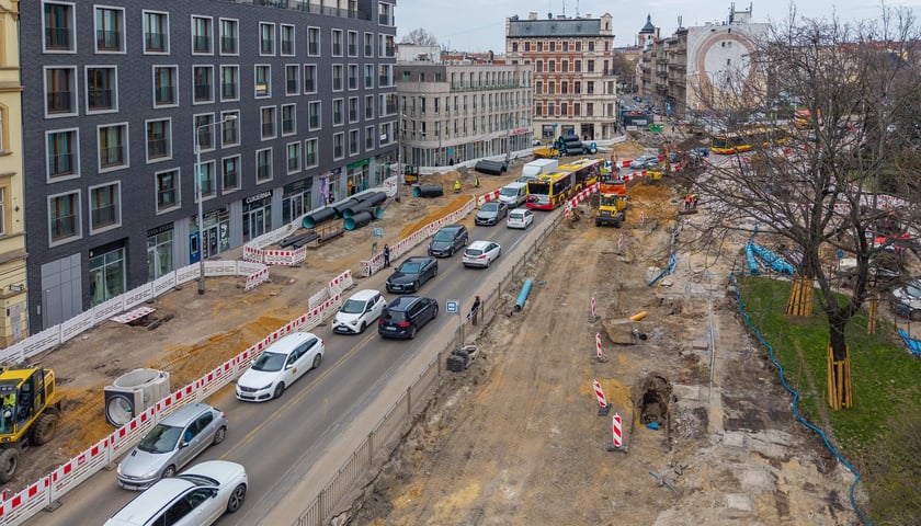 Powiększ obraz: Prace na budowie węzła przesiadkowego Drobnera-Dubois