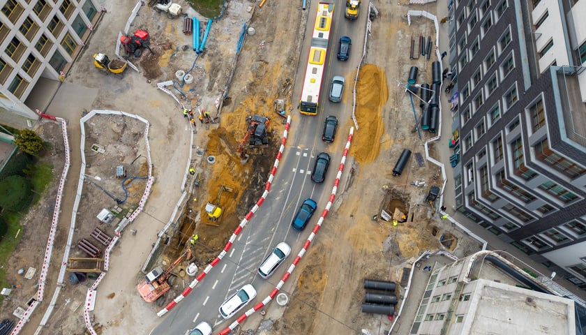 Powiększ obraz: Prace na budowie węzła przesiadkowego Drobnera-Dubois