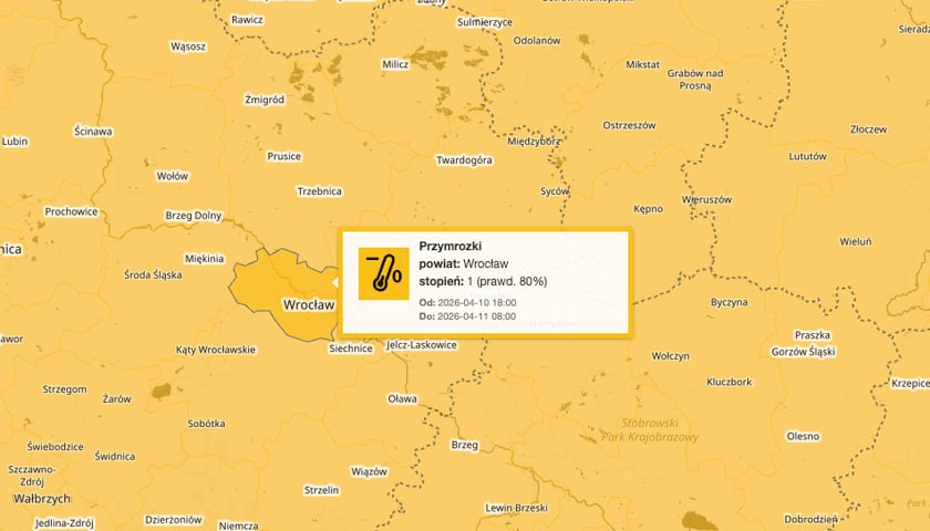 Powiększ obraz: <p>Ostrzeżenie o przymrozkach we Wrocławiu i w całym regionie</p>