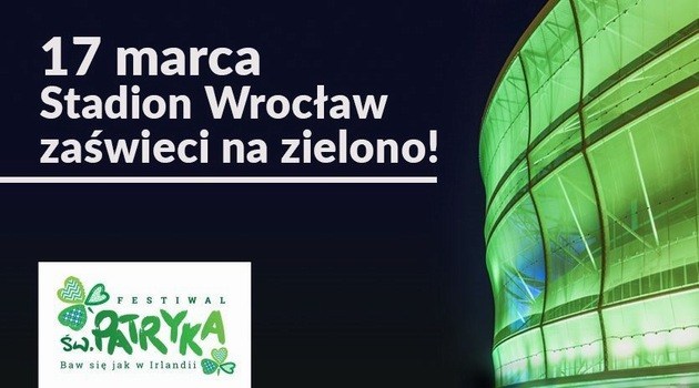 Saint Patrick’s Day in Wroclaw: stadium in green