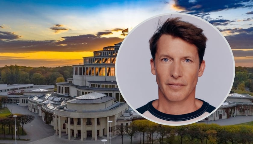 Na zdjęciu artysta James Blunt, w tle Hala Stulecia, w której Brytyjczyk wystąpi 10 marca
