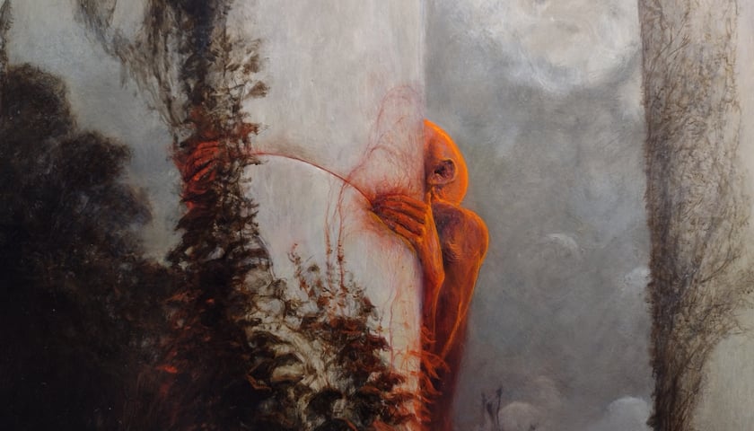 Fragment obrazu Zdzisława Beksińskiego z wystawy „Beksiński we Wrocławiu” w IASE
