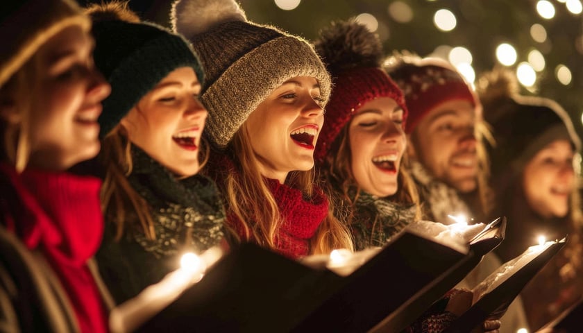 Grupa kolędujących kobiet 