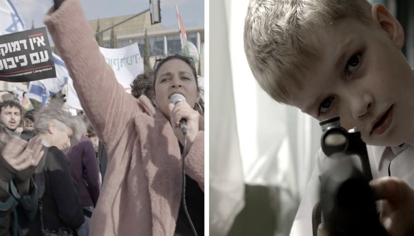 Na zdjęciu lewym kadr z filmu „Coexistence, My Ass!”, na prawym zdjęciu kadr z filmu „Pan Nikt kontra Putin” 