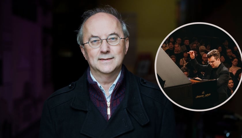 Na dużym zdjęciu Artur Bielecki, na małym zdjęciu w kółku Piotr Alexewicz grający w Konkursie Chopinowskim