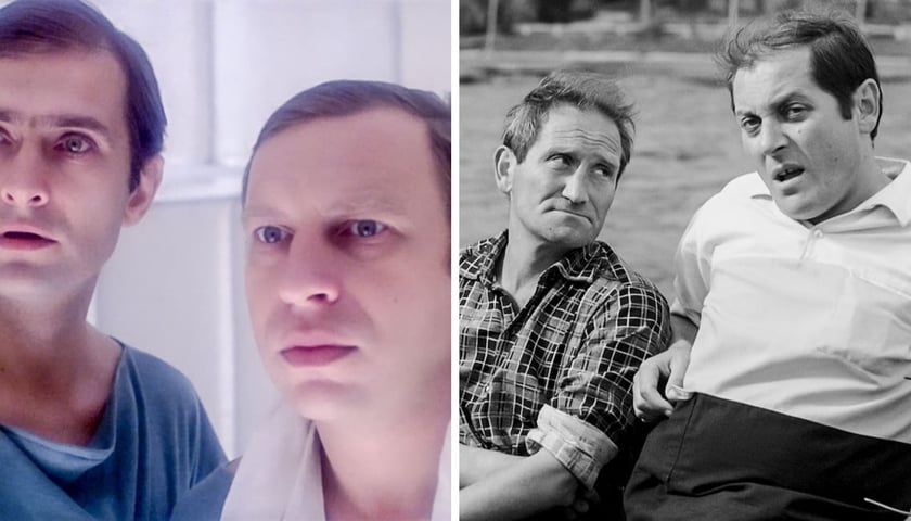 Na zdjęciu z lewej bohaterowie filmu „Seksmisja”, na zdjęciu z prawej bohaterowie filmu „Rejs”