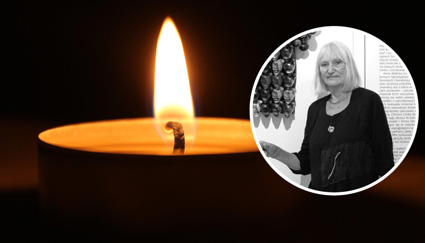 W kółku z prawej portret Anny Malickiej-Zamorskiej, w tle zapalona świeca