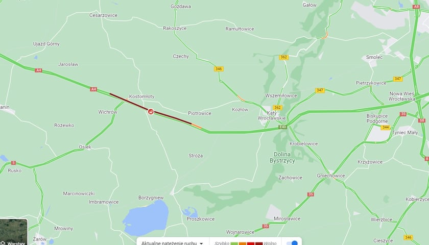 Powiększ obraz: mapa autostrady A4