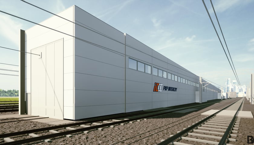 Tak będzie wyglądała budowana właśnie myjnia dla pociągów PKP Intercity koło stacji Wrocław Główny (wizualizacja)
