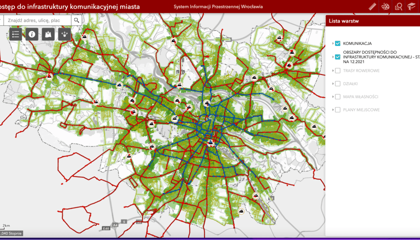 Powiększ obraz: Mapa: zielony pająk Wrocławia