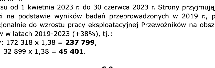 Powiększ obraz: Zapis z umowy proponowanej przez KD 03.03.2023