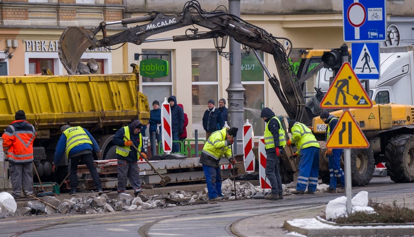 Remont torów na placu Bema, 13.01.2024