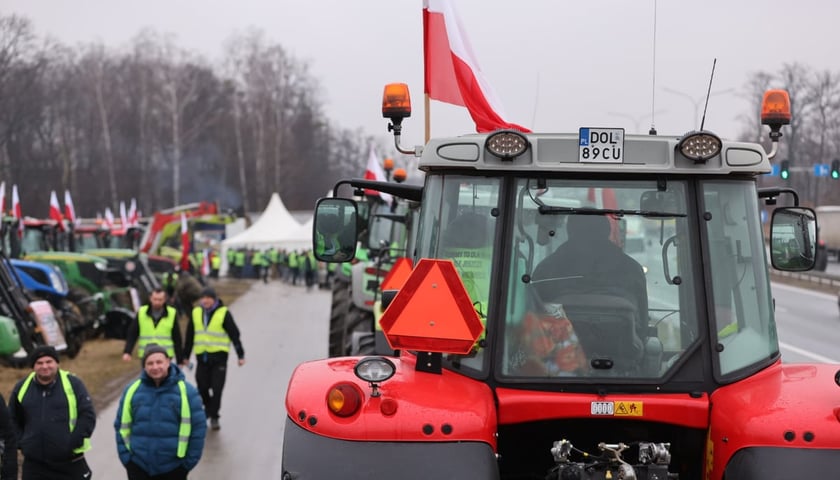 Powiększ obraz: Strajk rolników we Wrocławiu