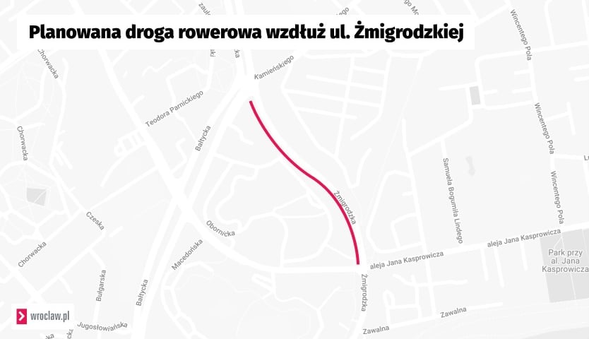 Przebieg drogi rowerowej do wybudowania