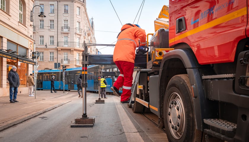 Wykolejenie tramwaju przy ul. Piłsudskiego, 06.01.2026