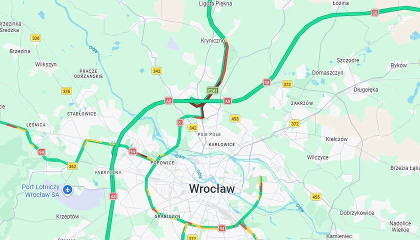 Powiększ obraz: Korek na S5, mapa