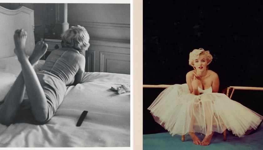 Kolaż dwóch zdjęć przedstawiających Marylin Monroe