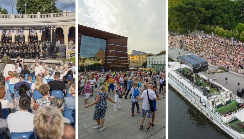 Na zdjęciach od lewej koncert na Bastionie Sakwowym, Potańcówka na placu Wolności, koncert na statkach na Bulwarze Dunikowskiego