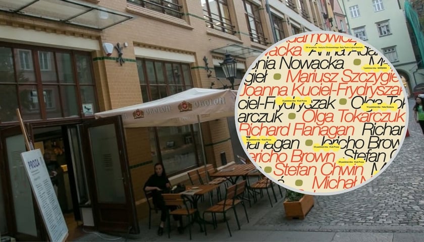 Wrocławski Dom Literatury-soedziba w Przejściu Garncarskim 2, w kółku plakat Kuby Zasady
