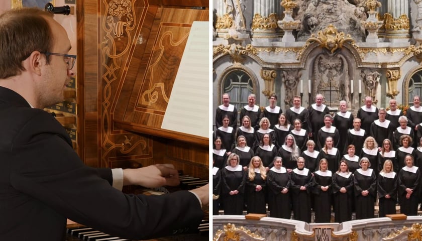 Na zdjęciach z lewej Jan Surma, obok Chór Kościoła Frauenkirche w Dreźnie