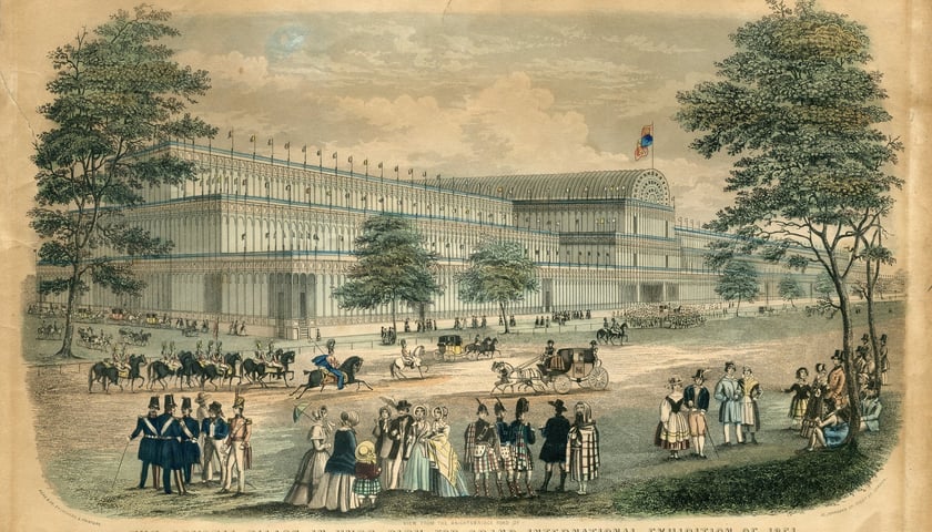 <p>Pałac Kryształowy w Hyde Parku w 1851 roku. Podpis oryginalny: Read &amp; Co. Engravers &amp; Printers &ndash; View from the Knightsbridge Road of The Crystal Palace in Hyde Park for Grand International Exhibition of 1851. Dedicated to the Royal Commissioners., London: Read &amp; Co. Engravers &amp; Printers, 1851. View from the Knightsbridge Road of The Crystal Palace in Hyde Park for Grand International Exhibition of 1851. Dedicated to the Royal Commissioners., London: Read &amp; Co. Engravers &amp; Printers, 1851.</p>