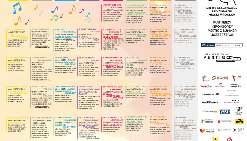 Vertigo Summer Jazz Festival 2022 program