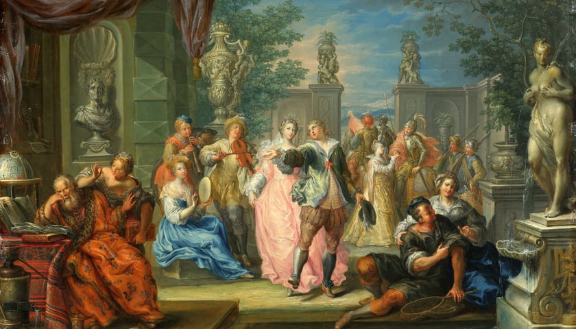 Powiększ obraz: <p>Johann Georg Platzer, Alegoria muzyki, ok. 1730, olej, blacha miedziana</p>
