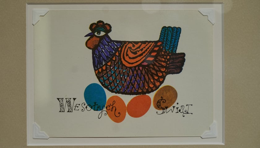 <p>Na zdjęciu kartka świąteczna na wystawie w Muzeum Etnograficznym, Oddziale Muzeum Narodowego&nbsp;</p>