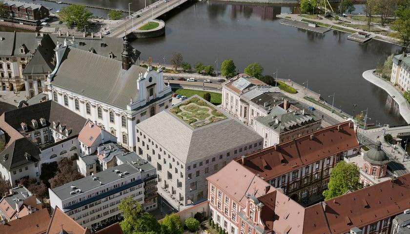 Wizualizacja Muzeum książąt Lubomirskich- tak będzie wyglądał budynek z lotu ptaka, na dachu widoczny ogród