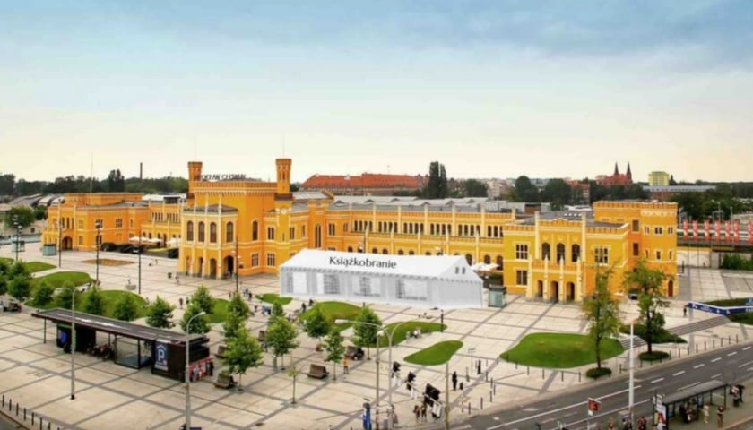 Namiot Książkobrania pod Dworcem Głównym PKP - wizualizacja