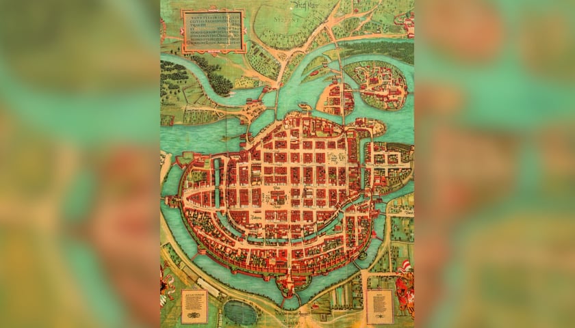 <p>XVI-wieczny plan Wrocławia</p>