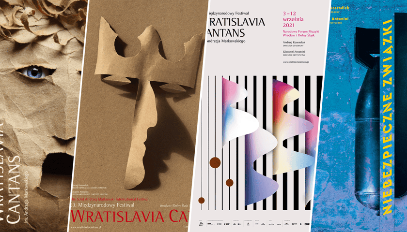 <p>Plakaty minionych edycji festiwalu Wratislavia Cantans</p>