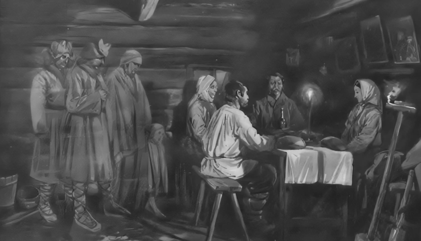 <p>Ilustracja Stanisława Bagińskiego &bdquo;Dziady, pradziady, przychodźcie k'nam!&rdquo;, przedstawienie dziad&oacute;w na Białorusi</p>