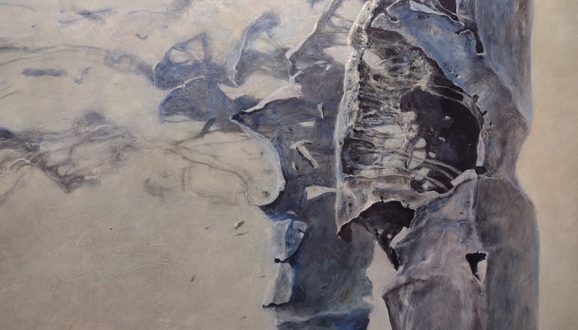 Powiększ obraz: Fragment obrazu Zdzisława Beksińskiego z wystawy „Beksiński we Wrocławiu” w IASE