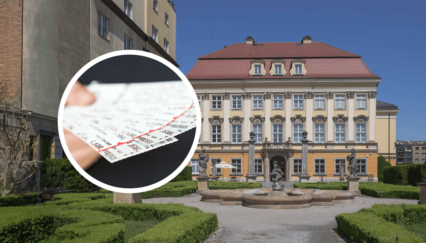 Kolaż zdjęć – na dużym Pałac Królewski we Wrocławiu, na małym bilety wstępu