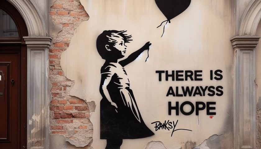 Stworzona przez sztuczną inteligencję reprodukcja pracy Banksy'ego przedstawiającej dziewczynkę z balonikiem