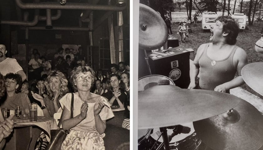 Po lewej: publiczność w klubie Rura, po prawej: perkusista na Wyspie Słodowej