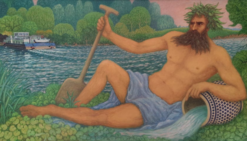 <p>Edward Kostka &bdquo;Viadrus b&oacute;g Odry&rdquo;, 100 x 200 cm, olej, pł&oacute;tno</p>