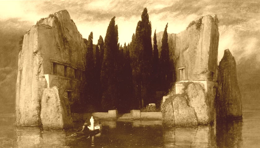 Reprodukcja obrazu "Wyspa umarłych", która zainspirowała Sergiusza Rachmaninowa