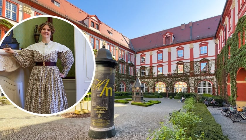 Dziedziniec Ossolinemu, w kółku z lewej członkini Krynoliny