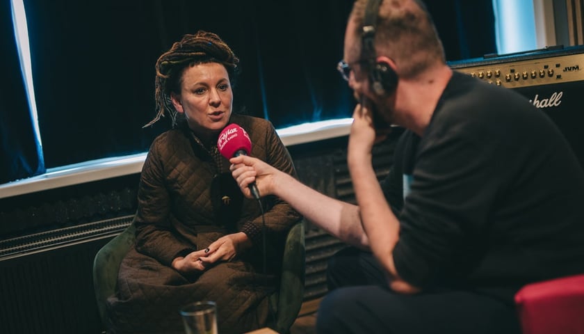 Olga Tokarczuk podczas wywiadu z Michałem Nogasiem 4 lipca 2024